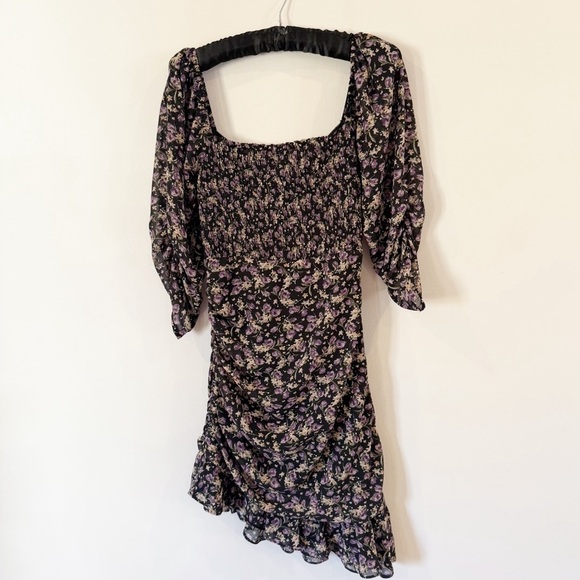 ASTR THE LABEL PURPLE FLORAL OFF THE SHOULDER ASYMMETRICAL DRESS M - Picture 7 of 10
